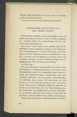 Nächtlicher Weltuntergang und neuer Anfang