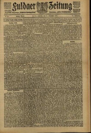 Erste Ausgabe vom Samstag, den 17. Dezember 1910.