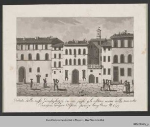 Veduten ehemaliger Wohnhäuser berühmter Persönlichkeiten in Florenz : Vedute des Palazzo Gianfigliazzi am Lungarno Corsini (ehemaliges Wohnhaus von Vittorio Alfieri)