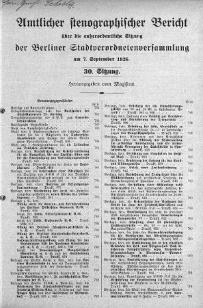 Sitzung 30, 7. September 1926