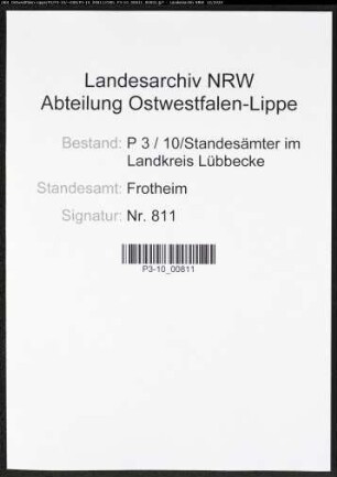 Sterberegister Standesamt Frotheim