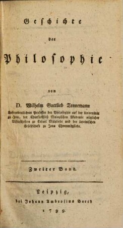 Geschichte der Philosophie, Zweiter Band
