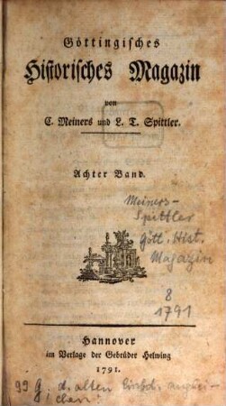 Göttingisches historisches Magazin. 8. 1791