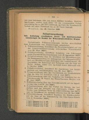 Polizeiverordnung, betr. Aufhebung verschiedener Strom- und Schiffahrtpolizeiverordnungen im Bereich der Wasserstraßendirektion Breslau
