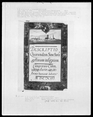Heiligenleben — Titelblatt mit einer Vignette und Miniaturen im Rahmen, Folio 1recto