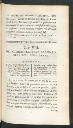 Tit. VIII. De Administratione Ordinaria Beneficii Sede Plena