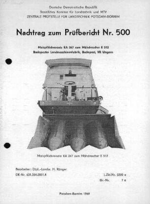 Maispflückvorsatz KA 267 zum Mähdrescher E 512