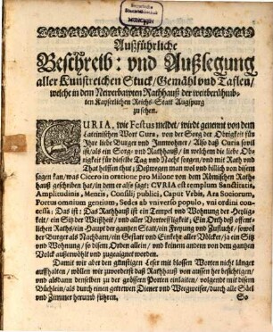 Curia Augustanae Reipublicae : D.i. außführliche Beschreibung und Auslegung aller Gemälde ... in dem Rathause der ... Statt Augspurg