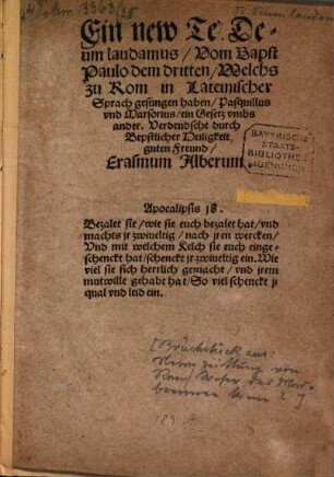 Newe zeittung von Rom, Woher das Mordbrennen kome?