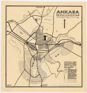 Gesamtbebauungsplan Ankara: Verkehrs- und Flächennutzungsplan, erste Fassung, 1:20 000