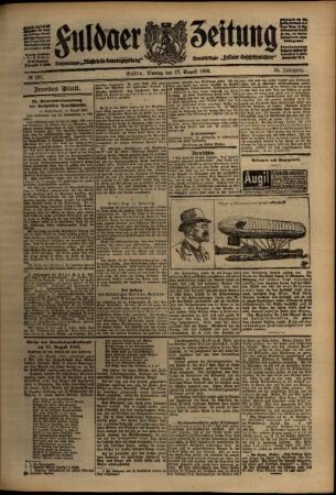 Zweite Ausgabe vom Montag, den 17. August 1908.