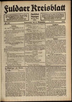 Ausgabe vom Donnerstag, den 11. September 1919.