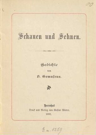 Schauen und Lehnen : Gedichte