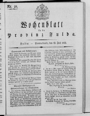 Nr. 28, Ausgabe vom 13. Juli 1833