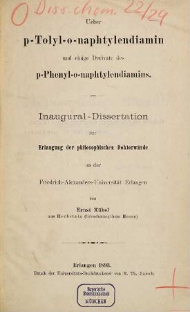 Ueber p-Tolyl-o-naphtylendiamin und einige Derivate des p-Phenyl-o-naphtylen-diamins