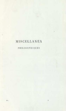 Miscellanea philosophiques