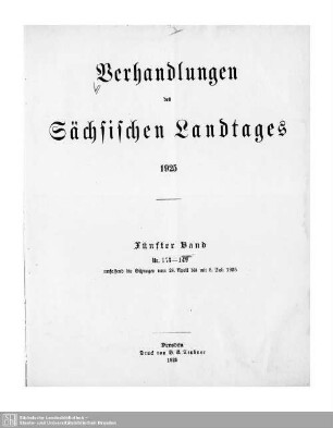2. Wahlper. 5.1922/26: Verhandlungen des Sächsischen Landtages