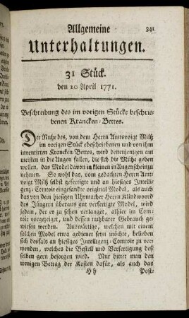 31 Stück. den 20 April 1771.