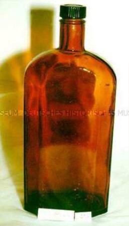 Flasche mit Schraubverschluss"1000" ccm (leer), achteckige Grundfläche