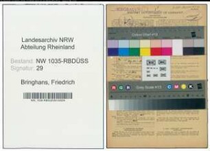 Entnazifizierung Friedrich Bringhans , geb. 08.10.1900 (Maschinentechniker)