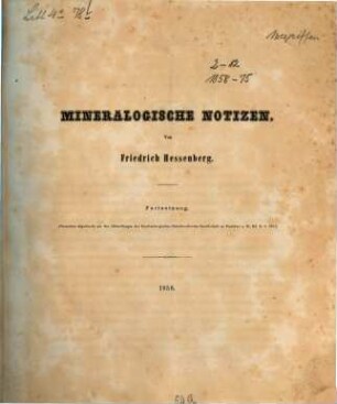Mineralogische Notizen, 2