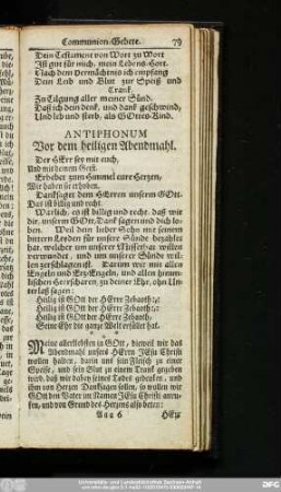Antiphonum Vor dem heiligen Abendmahl.