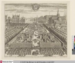 Suecia Antiqua et Hodierna; Prospectus amoenißimi Horti Regii, qui Holmiae est, versus meridiem