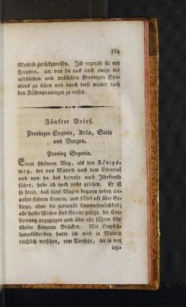 Fünfter Brief. Provinzen Segovia, Avila, Soria und Burgos.