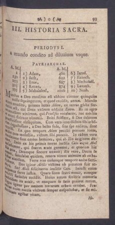 III. Historia Sacra