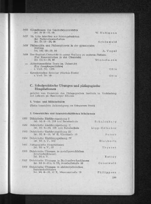C. Schulpraktische Übungen und pädagogische Hospitationen
