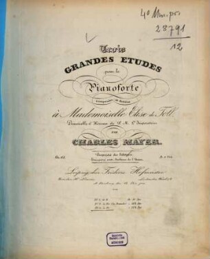 Trois grandes études pour le pianoforte, oeuv. 61. 3, In Fis