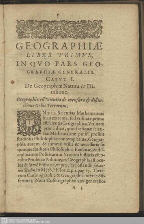 Liber Primus, In Quo Pars Geographiae Generalis