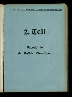 Verzeichnis der Kasseler Einwohner