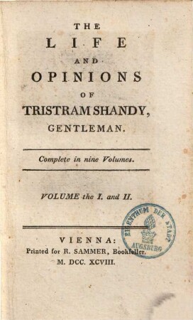 The life and opinions of Tristram Shandy, gentleman. 1/2