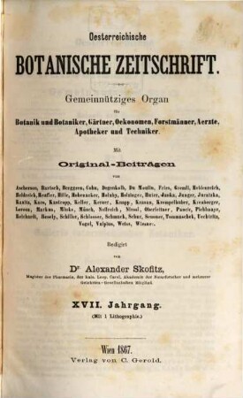 Österreichische botanische Zeitschrift. 17. 1867