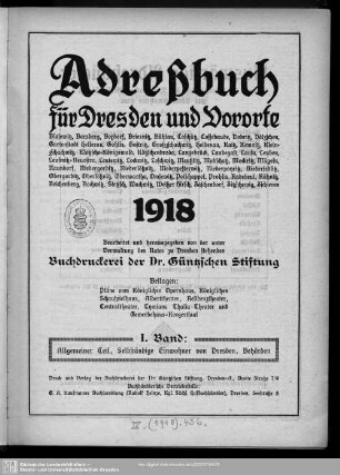 1918: Adreßbuch für Dresden und Vororte