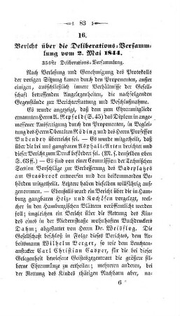 16. Bericht über die Deliberations-Versammlung vom 2. Mai 1844. : 356ste Deliberations-Versammlung.