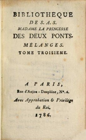 Bibliothèque universelle des dames. Classe 3, Mélanges. 3. 1786