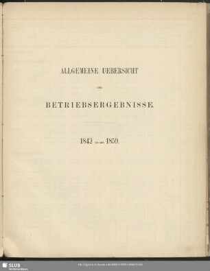 Allgemeine Uebersicht der Betriebsergebnisse : 1842 bis mit 1859
