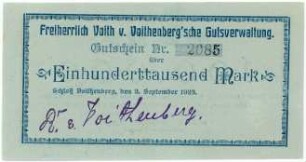 Geldschein / Notgeld, 100.000 Mark, 3.9.1923