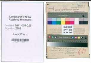 Entnazifizierung Franz Horn , geb. 26.08.1904 (Weinhaendler)