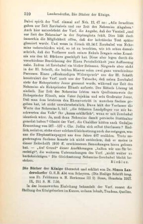 310-311 [Rezension] Landersdorfer, Simon Konrad, Die Bücher der Könige