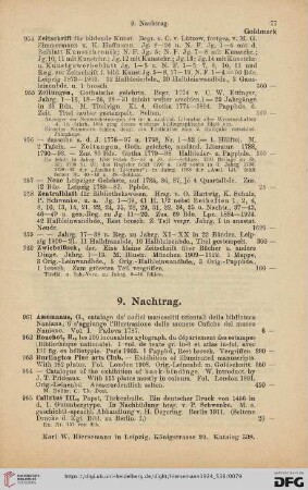 9. Nachtrag (Nr. 961 - 1004)