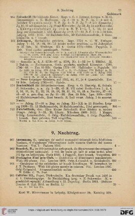 9. Nachtrag (Nr. 961 - 1004)