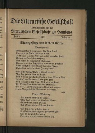 Heft 5 1920 Jahrg. 6