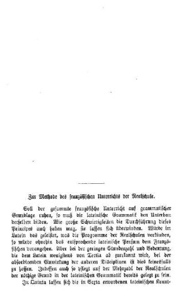 Zur Methode des französischen Unterrichts der Realschule