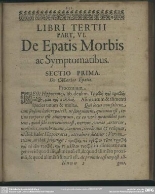 Part. VI. De Epatis Morbis ac Symptomatibus