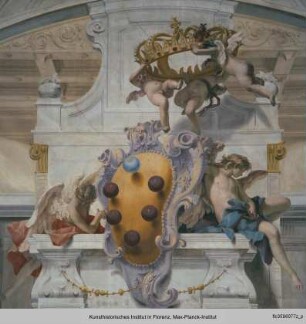 Innendekoration mit Adonis' Abschied von Venus : Scheinarchitektur und mythologischen Szenen der Geschichte Dianas