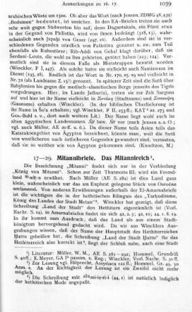 17-29. Mitannibriefe. Das Mitannireich
