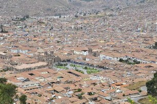 Cusco - Stadtübersicht : Stadtübersicht mit der Plaza de Armas. Aufgenommen am 31. August 2011 in Cusco